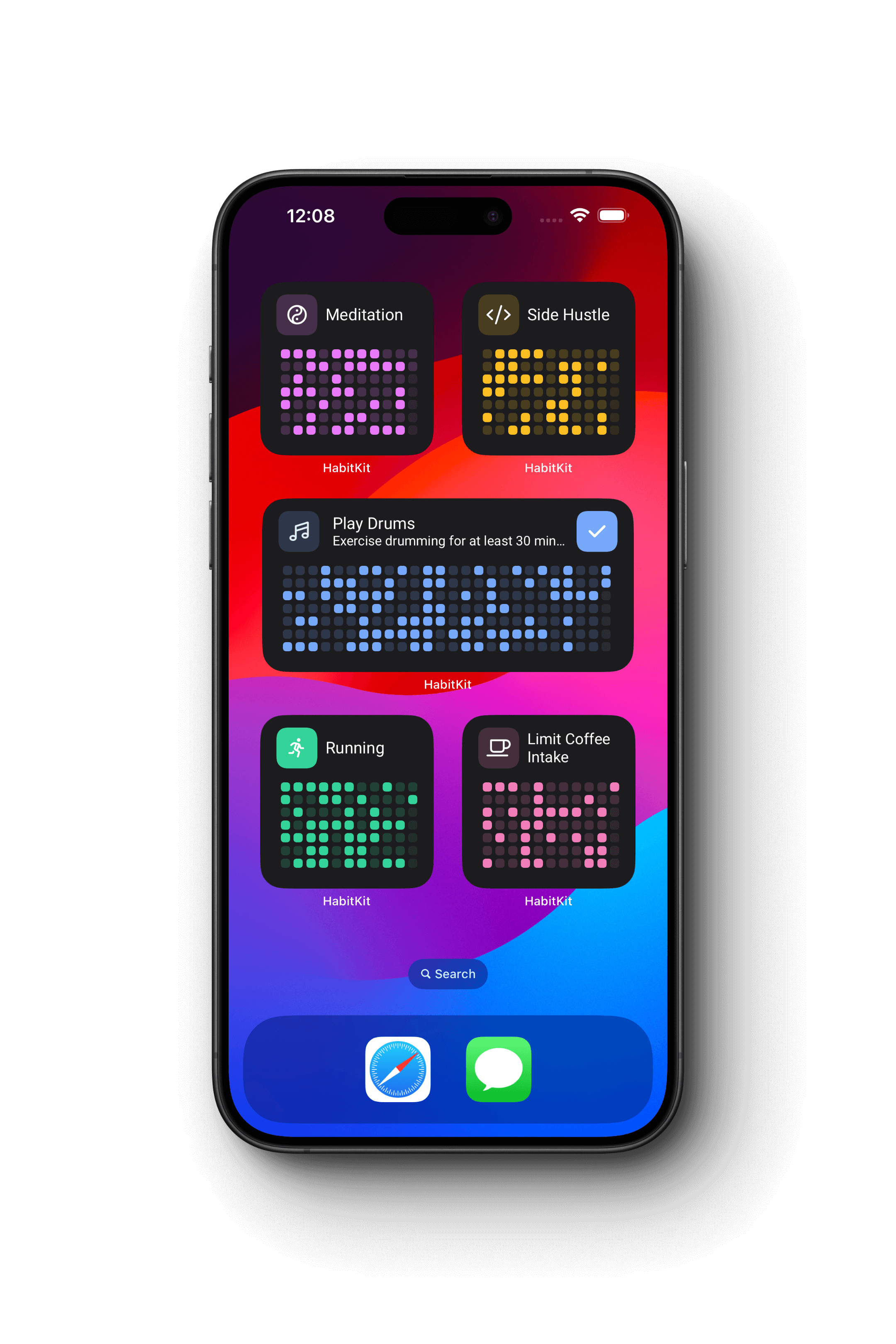 HabitKit's widgets on an iOS home screen