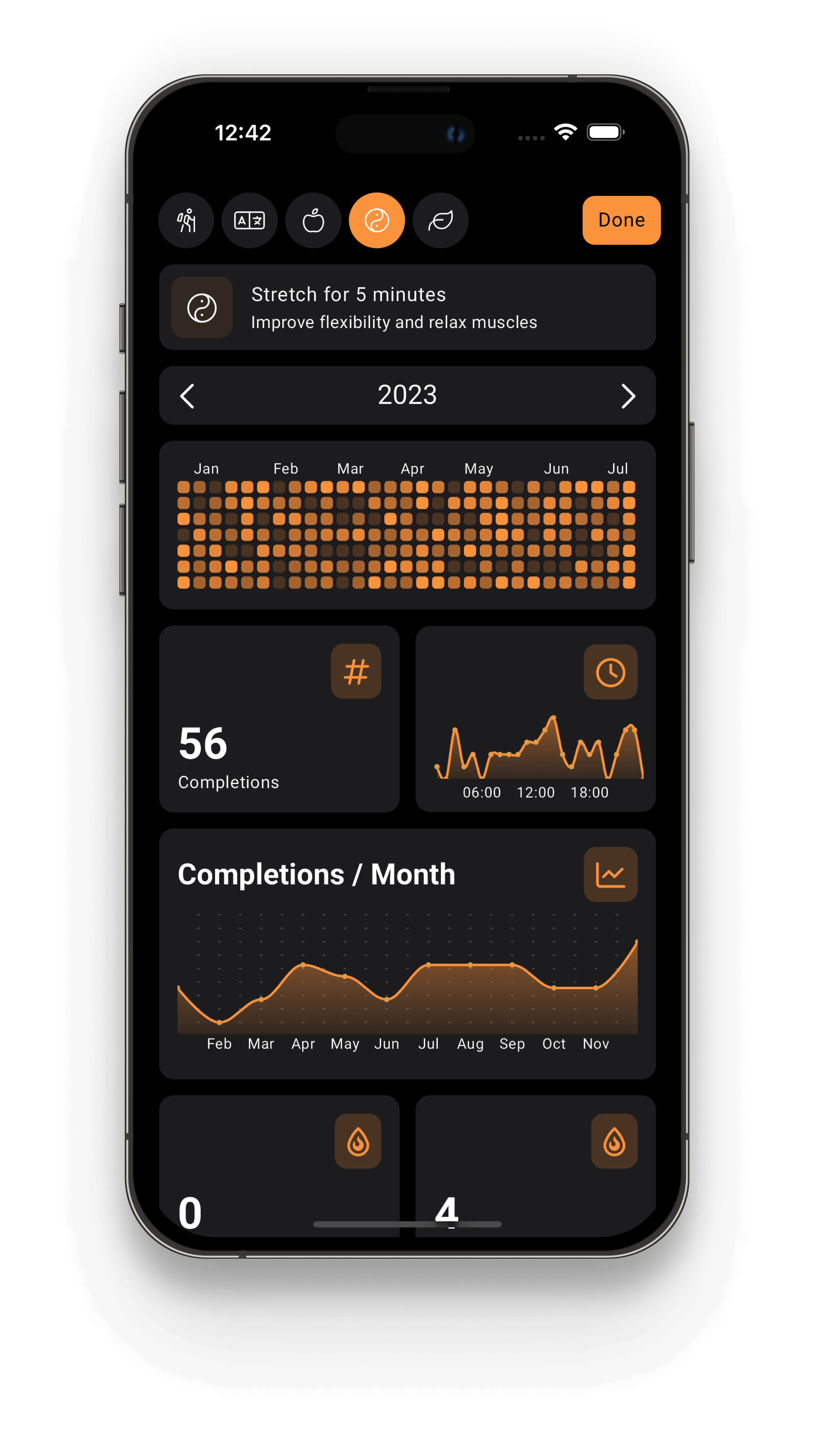 Habit Tracker HabitKit screens: Statistics