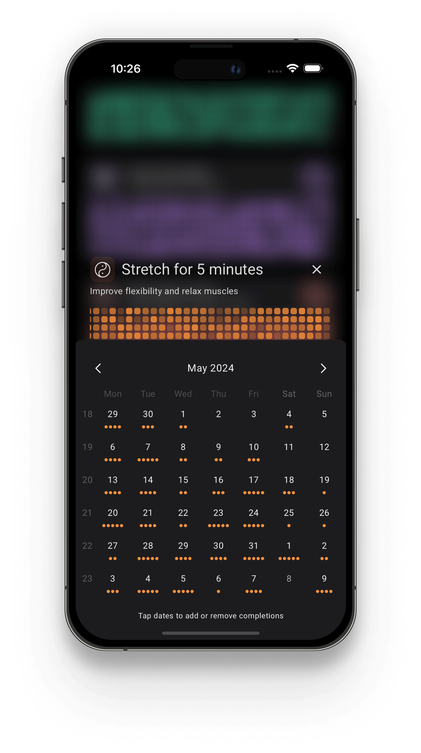 Habit Tracker HabitKit screens: Calendar Screen
